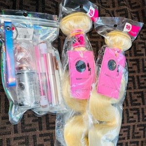 2 18”inch Virgin Blonde bundles with Beauty kit